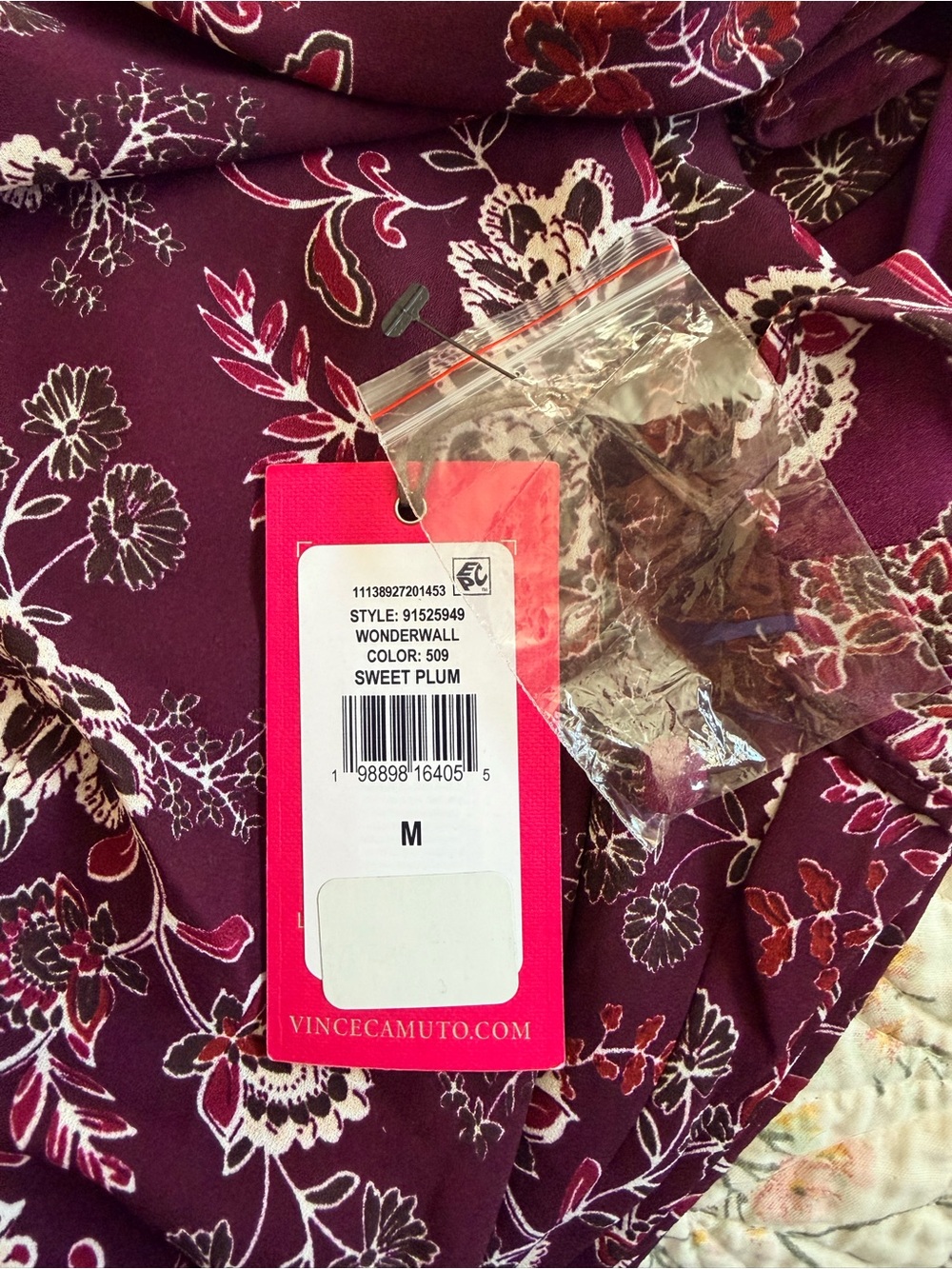 NWT Vince Camuto Floral High Low Maxi Dress Medium Burgundy Flutter Sleeve - Picture 9 of 12